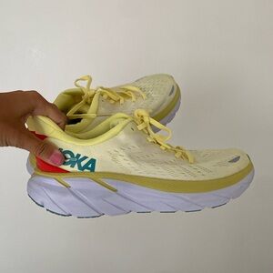Hoka shoes. Yellow bright fun color